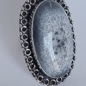 Handmade Sterling Silver Dendritic Agate Ring, Size 7.5 Natural Stone Jewelry
